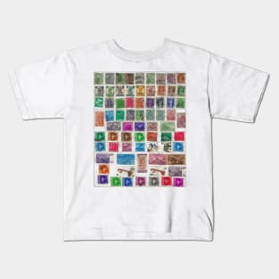 Vintage Old india Postage Stamps Album Page Kids T-Shirt